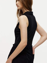 Quarter Zip Collared Neck Sleeveless Bodysuit - Trendsi - Flyclothing LLC