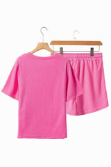 Waffle Sequin Floral MAMA Bow Graphic Top and Shorts Set - Trendsi - Flyclothing LLC