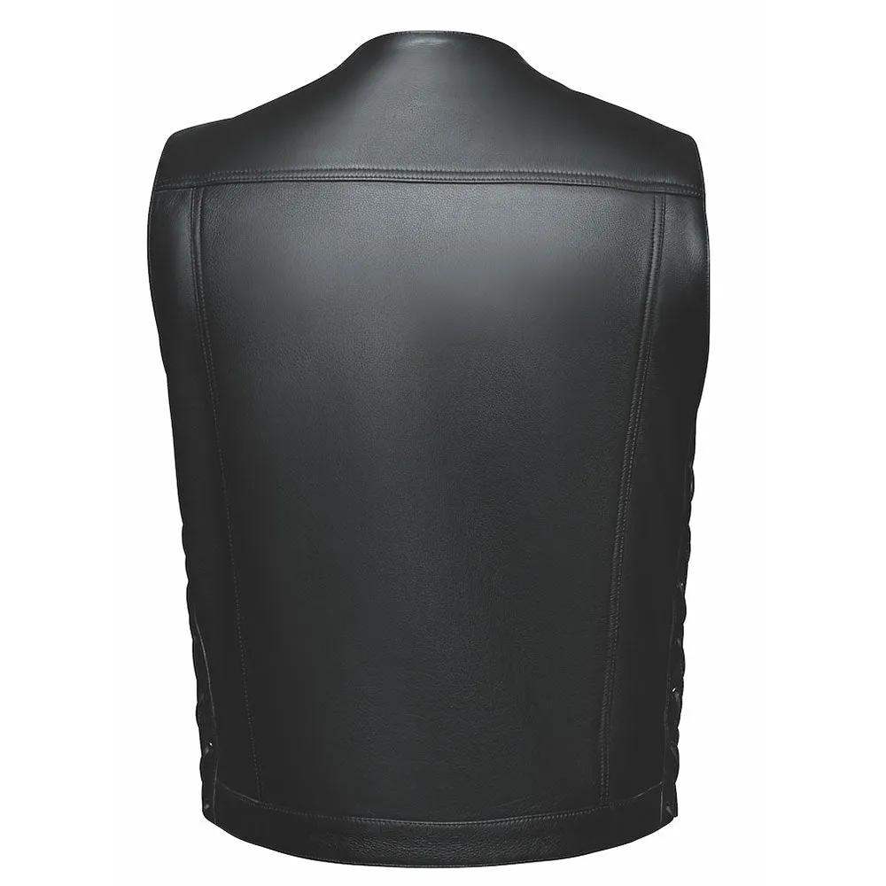 Red river - Men's Premium Leather Motorcycle Vest - Unik Just for Bikers - Flyclothing LLC