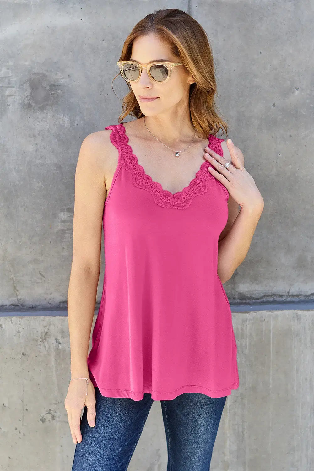 Basic Bae Full Size Lace Detail V-Neck Cutout Cami - ShopBasicbae - Flyclothing LLC