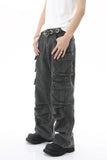 Men's Multi-Pocket Pleated Cargo Jeans - Trendsi
