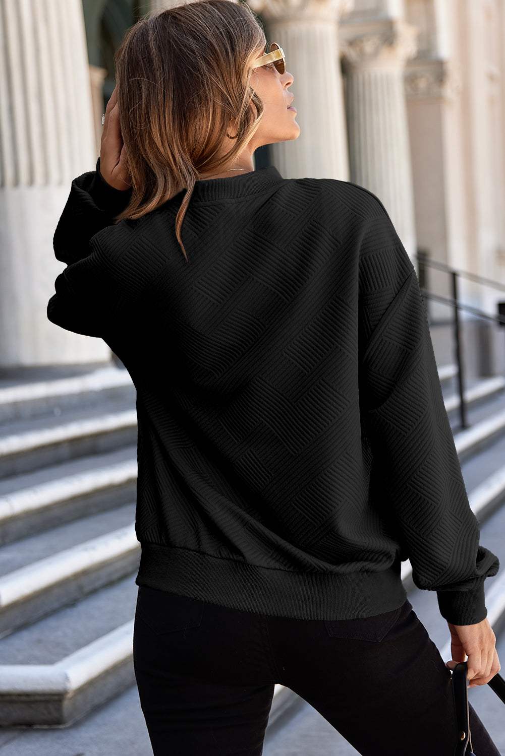 Texture Zip Up Baseball Collar Long Sleeve Jacket - Trendsi - Flyclothing LLC