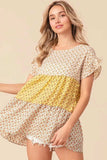 BiBi Flroal Printed Woven Color Block and Tiered Top - Trendsi - Flyclothing LLC