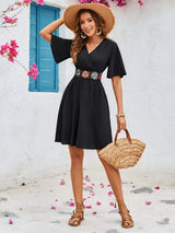 Surplice Flutter Sleeve Mini Dress - Trendsi - Flyclothing LLC
