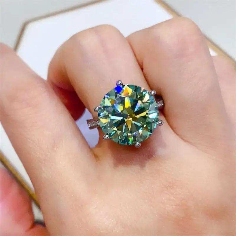 10 Carat Moissanite 925 Sterling Silver Ring - Trendsi - Flyclothing LLC