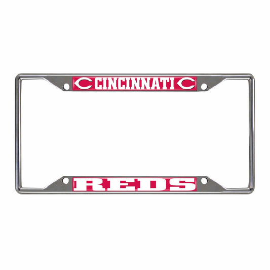 Cincinnati Reds Chrome Metal License Plate Frame, 6.25in x 12.25in - Cincinnati Reds