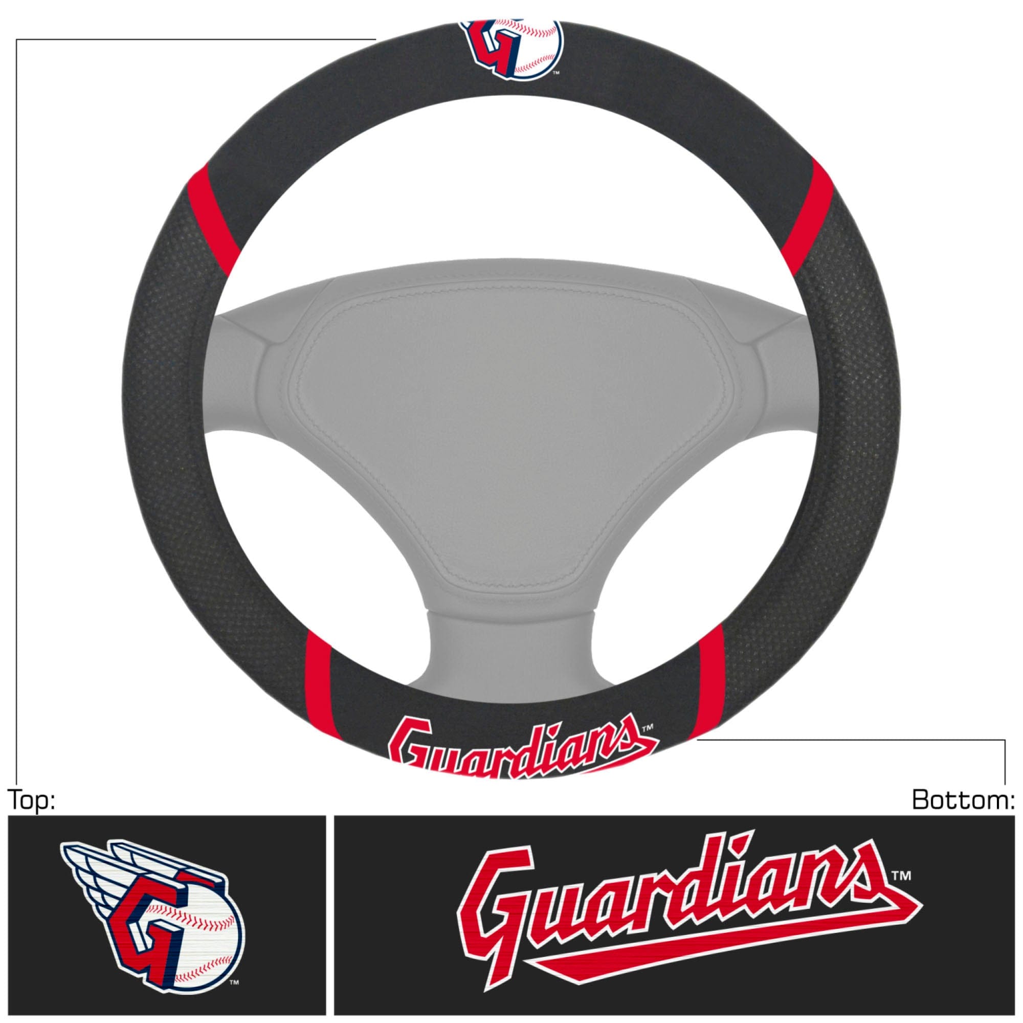 Cleveland Guardians Embroidered Steering Wheel Cover - Cleveland Guardians