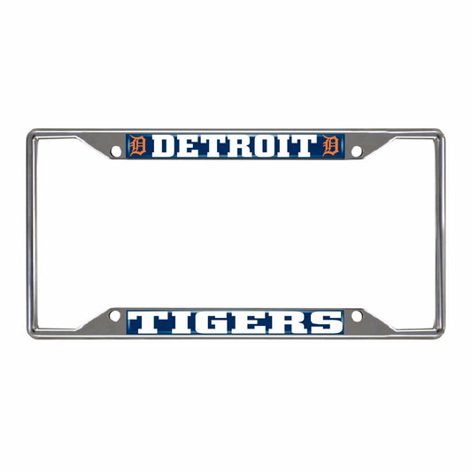 Detroit Tigers Chrome Metal License Plate Frame, 6.25in x 12.25in - Detroit Tigers