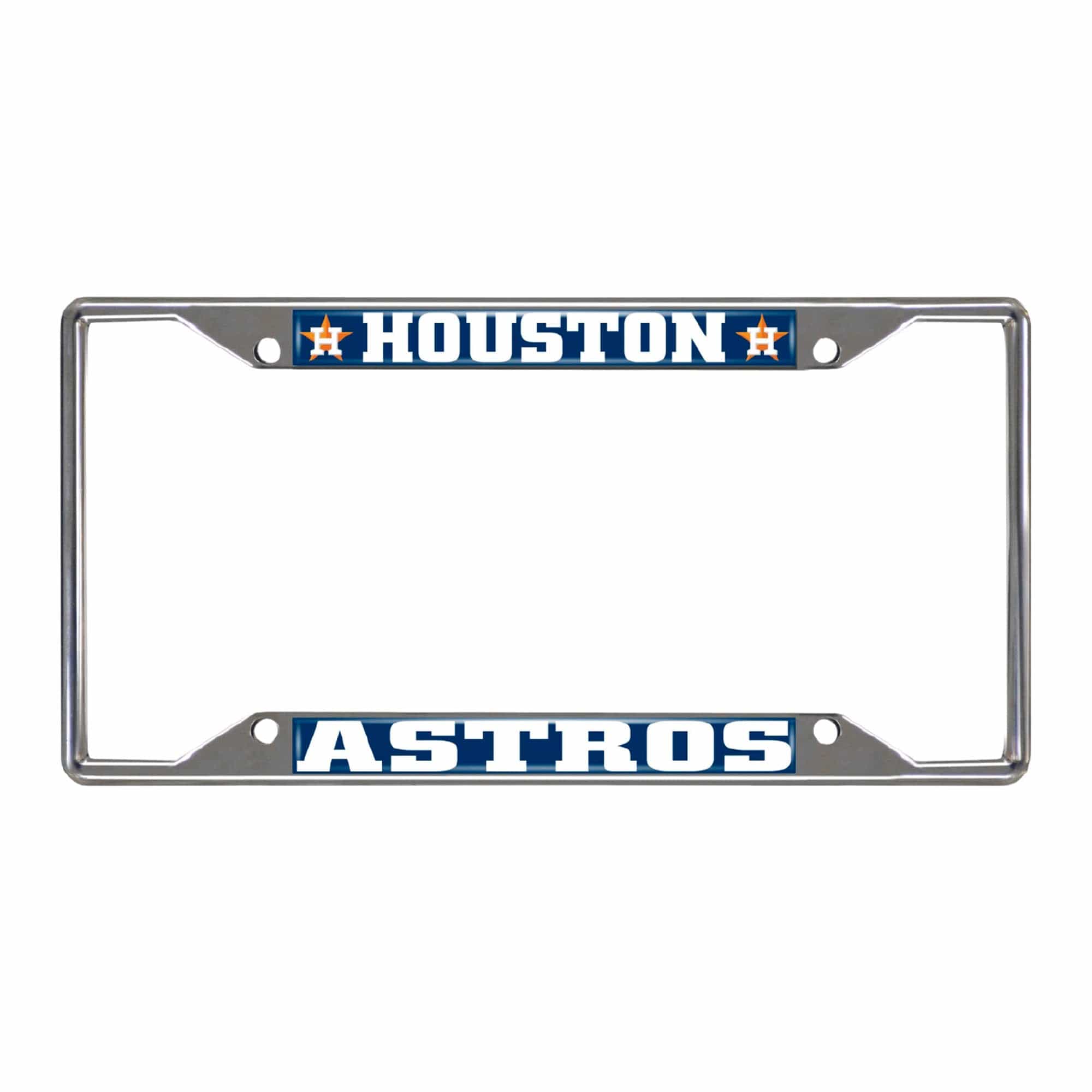Houston Astros Chrome Metal License Plate Frame, 6.25in x 12.25in - Houston Astros