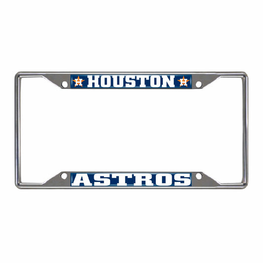 Houston Astros Chrome Metal License Plate Frame, 6.25in x 12.25in - Houston Astros