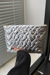 Ruched Heart Clutch with Zipper - Trendsi