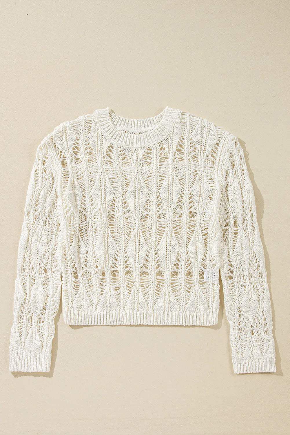Cutout Round Neck Long Sleeve Knit Cover Up - Trendsi - Flyclothing LLC