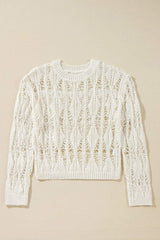 Cutout Round Neck Long Sleeve Knit Cover Up - Trendsi - Flyclothing LLC