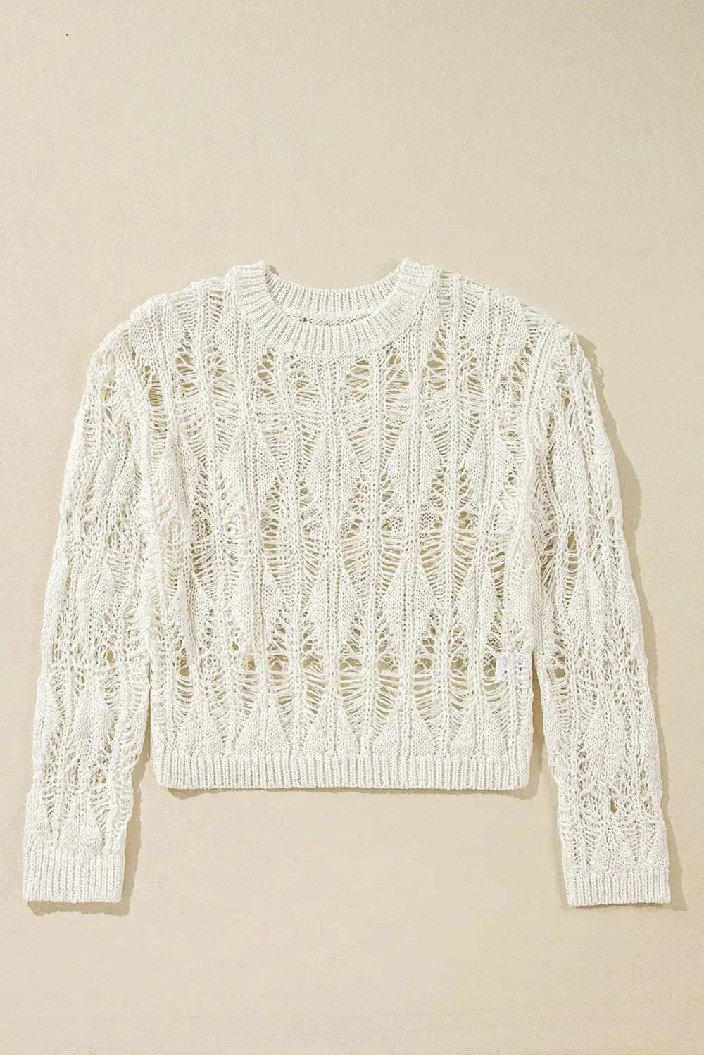 Cutout Round Neck Long Sleeve Knit Cover Up - Trendsi - Flyclothing LLC