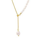 18K Gold-Plated Pearl Necklace - Trendsi - Flyclothing LLC