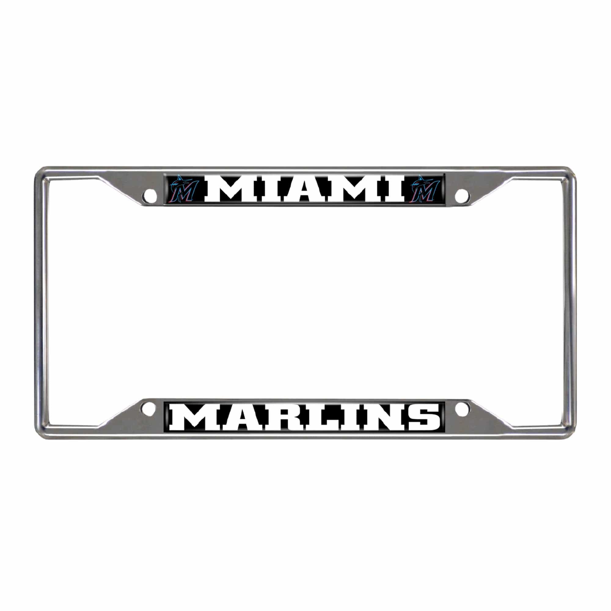 Miami Marlins Chrome Metal License Plate Frame, 6.25in x 12.25in - Miami Marlins
