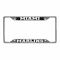 Miami Marlins Chrome Metal License Plate Frame, 6.25in x 12.25in - Miami Marlins