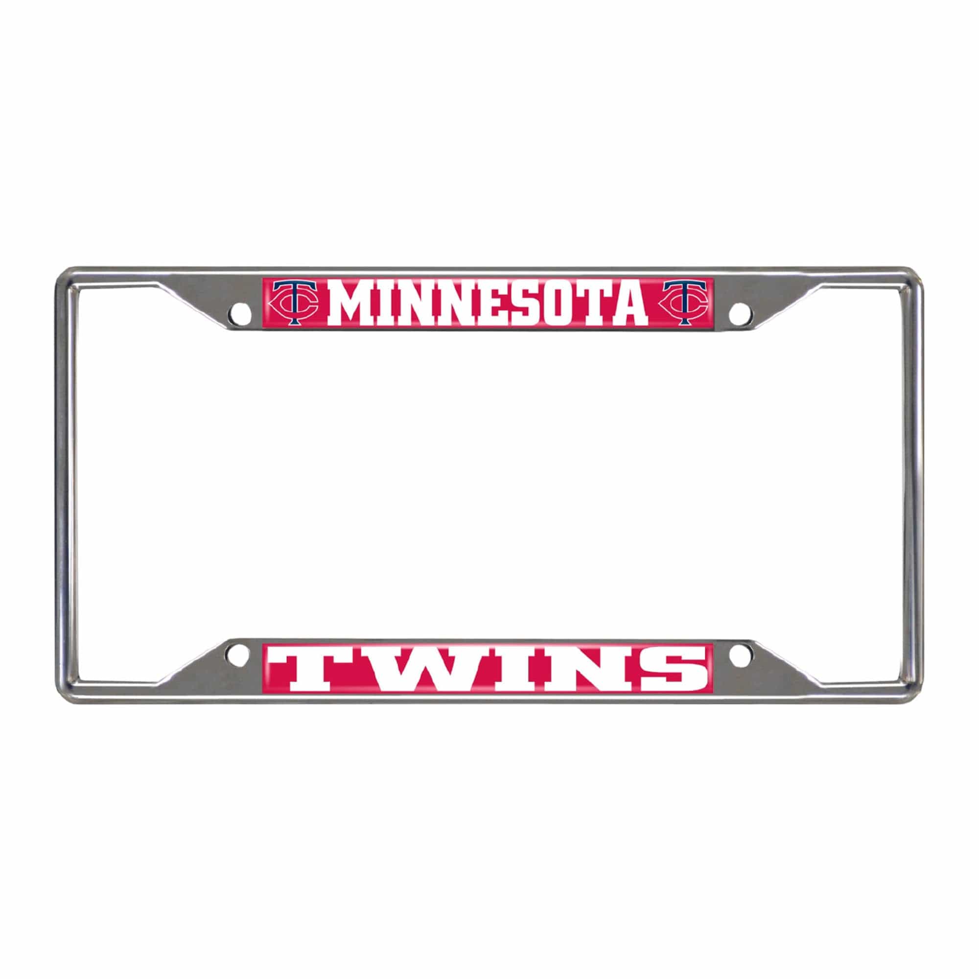Minnesota Twins Chrome Metal License Plate Frame, 6.25in x 12.25in