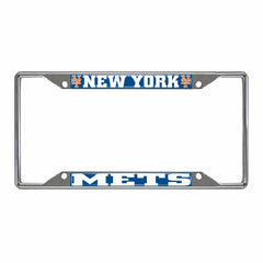New York Mets Chrome Metal License Plate Frame, 6.25in x 12.25in - New York Mets