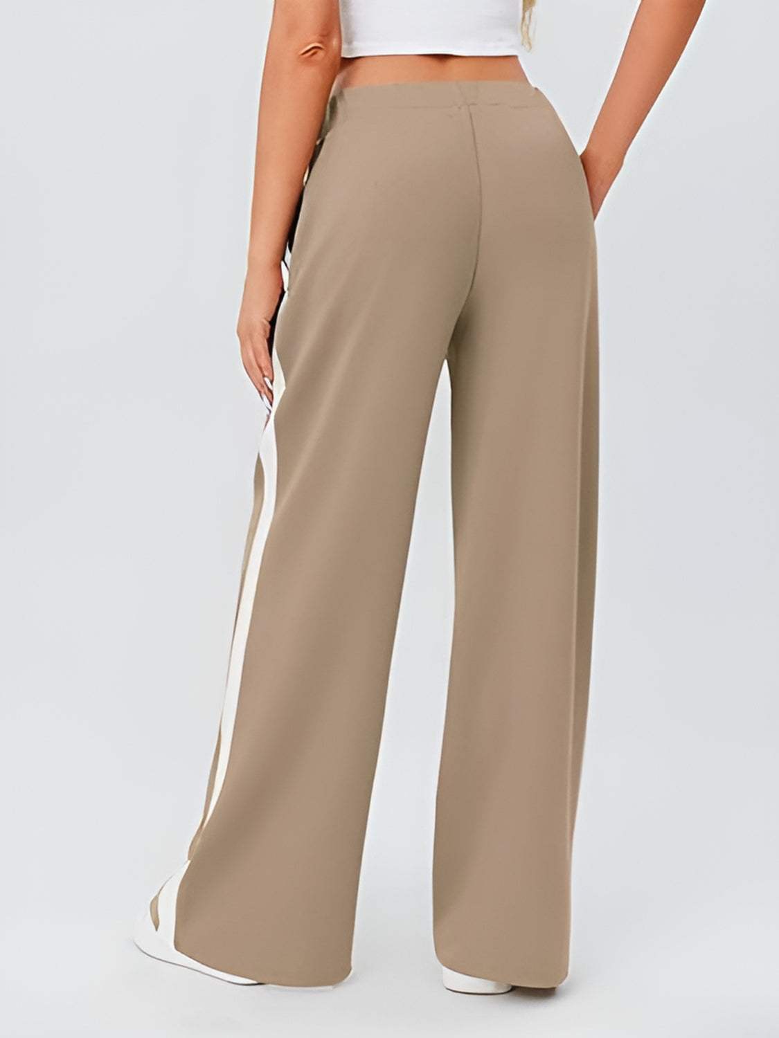 Side Striped Wide Leg Pants - Trendsi - Flyclothing LLC