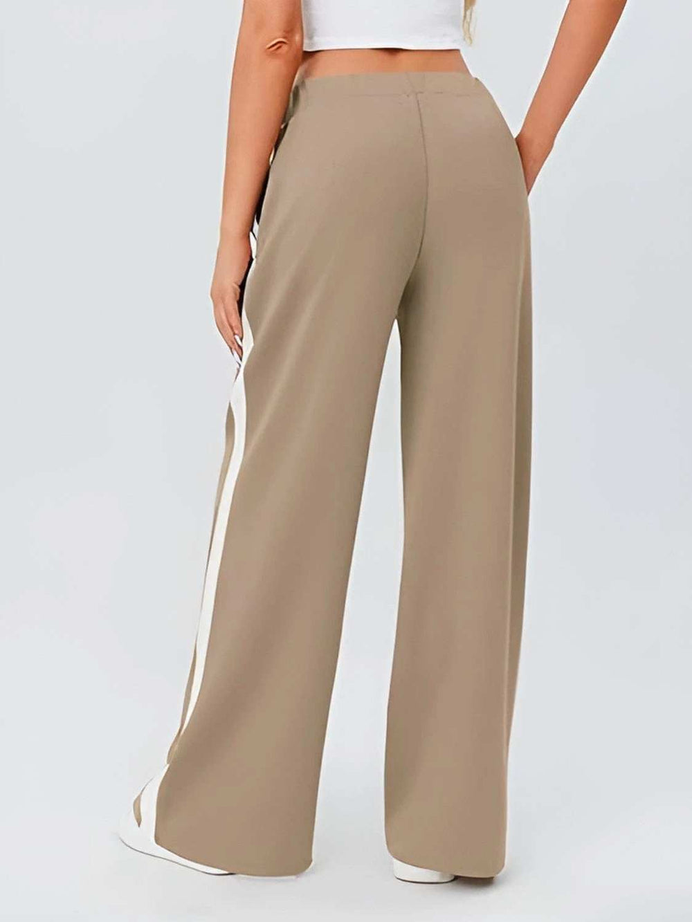 Side Striped Wide Leg Pants - Trendsi - Flyclothing LLC
