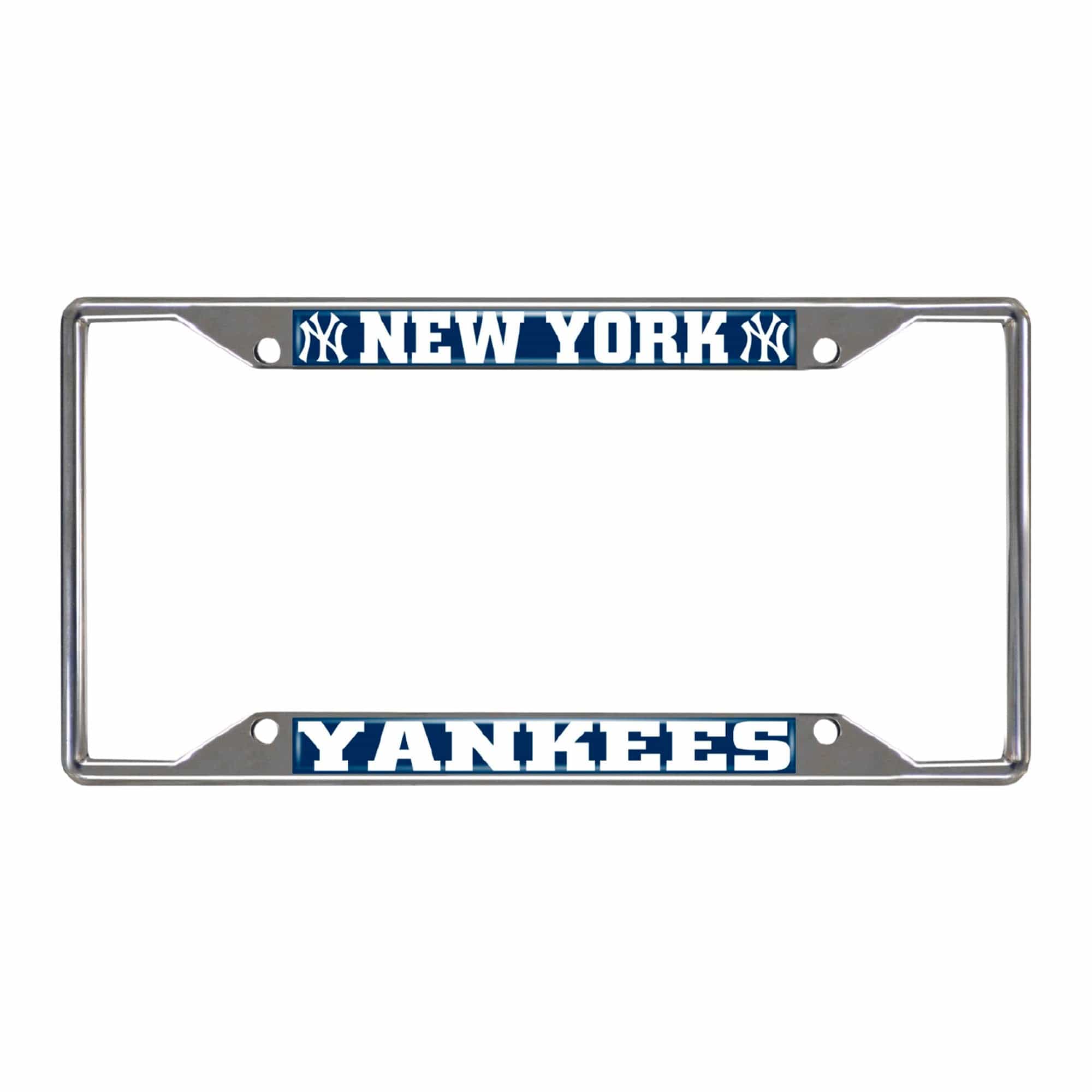 New York Yankees Chrome Metal License Plate Frame, 6.25in x 12.25in - New York Yankees