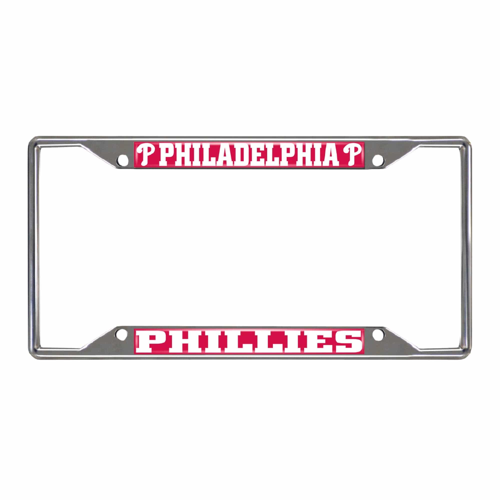 Philadelphia Phillies Chrome Metal License Plate Frame, 6.25in x 12.25in - Philadelphia Phillies
