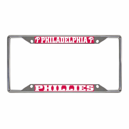 Philadelphia Phillies Chrome Metal License Plate Frame, 6.25in x 12.25in - Philadelphia Phillies