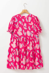Ruffled Printed Short Sleeve Mini Dress - Trendsi - Flyclothing LLC