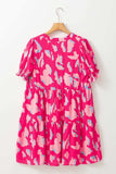 Ruffled Printed Short Sleeve Mini Dress - Trendsi - Flyclothing LLC