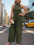 Tied Grecian Wide Leg Jumpsuit - Trendsi