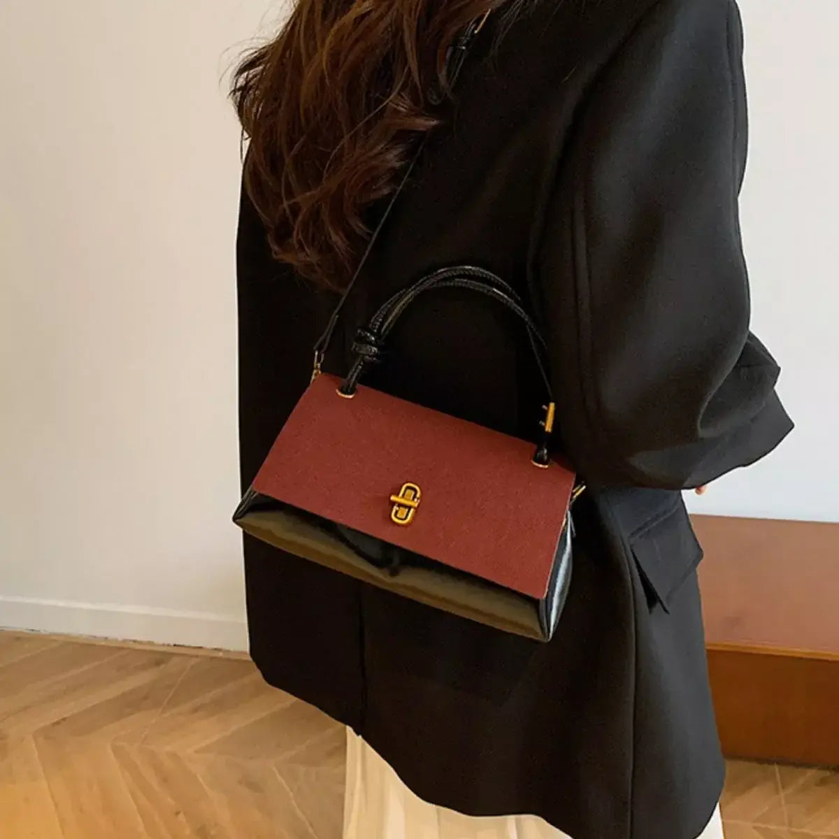 Flap Crossbody Bag with Top Handle - Trendsi - Flyclothing LLC
