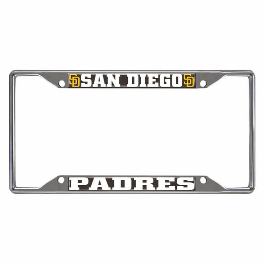 San Diego Padres Chrome Metal License Plate Frame, 6.25in x 12.25in