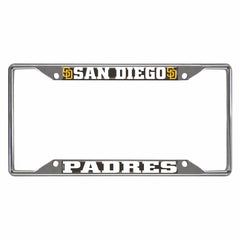 San Diego Padres Chrome Metal License Plate Frame, 6.25in x 12.25in