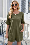 Backless Round Neck Half Sleeve Romper - Trendsi - Flyclothing LLC