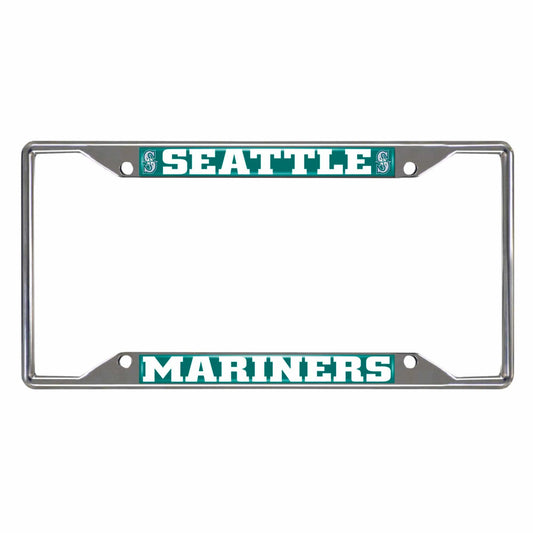 Seattle Mariners Chrome Metal License Plate Frame, 6.25in x 12.25in