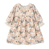 Vintage Floral Dress with Lace Collar Ruffles, Linen Blend - Tesa Babe - Flyclothing LLC