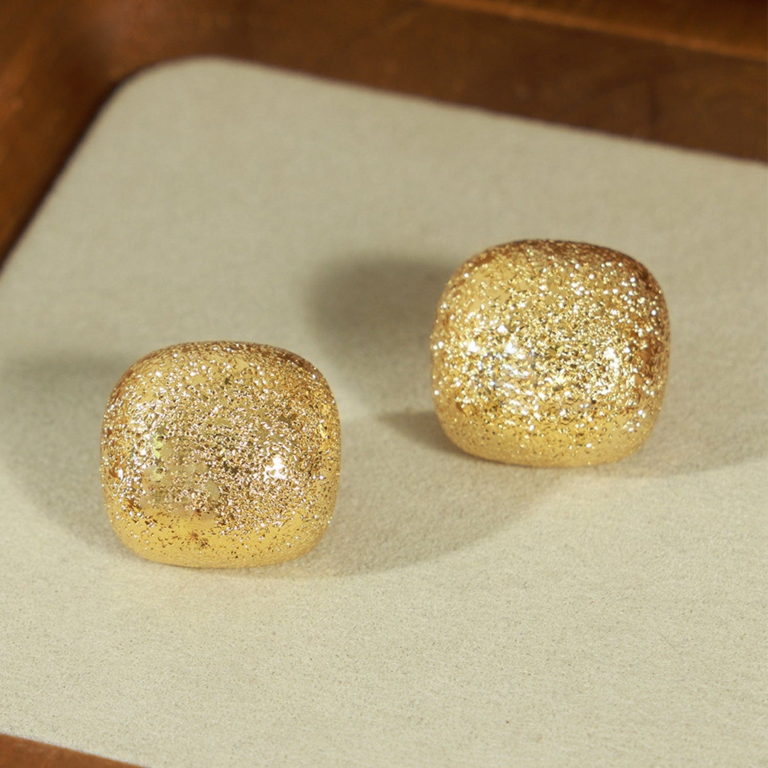 Gold-Plated Geometric Stud Earrings - Trendsi