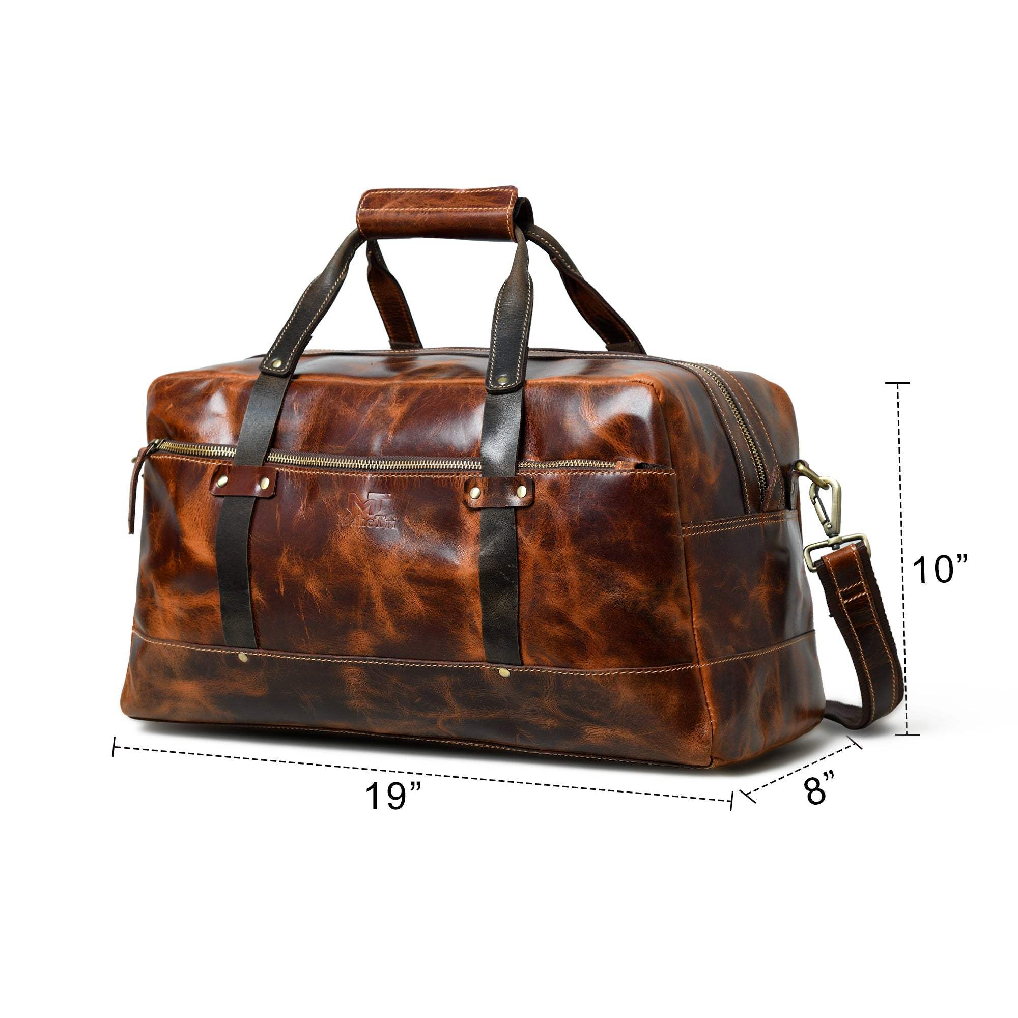 Espresso Elegance Carry on Duffle, Saddle Tan - Classy Leather Bags - Flyclothing LLC