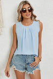 Ruched Round Neck Tank - Trendsi
