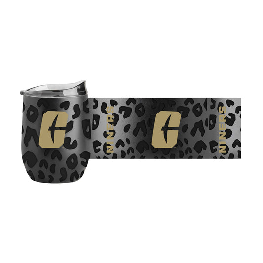 UNC Charlotte Leopard 16oz Black Powdercoat Curved Beverage - Logo Brands - Flyclothing LLC
