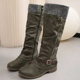 Knee High Slouch Boots with Knit Cuff - Trendsi - Flyclothing LLC