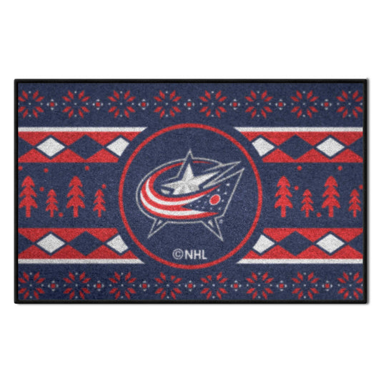 Columbus Blue Jackets Holiday Sweater Starter Mat Accent Rug - 19in. x 30in. - Columbus Blue Jackets