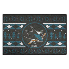 San Jose Sharks Holiday Sweater Starter Mat Accent Rug - 19in. x 30in. - San Jose Sharks