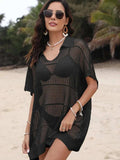 Hollow Out Collared Neck Cover-Up - Trendsi - Flyclothing LLC