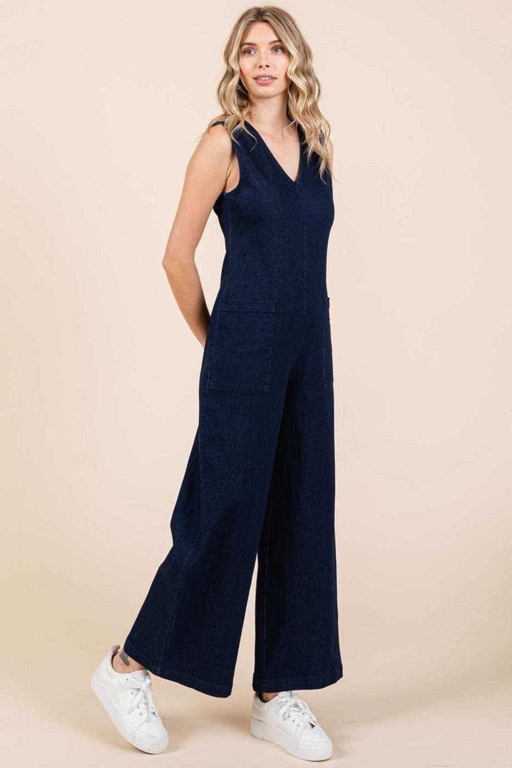 Mittoshop Sleeveless Wide Leg Denim Jumpsuit - Trendsi - Flyclothing LLC