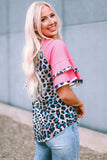 Leopard Round Neck Half Sleeve T-Shirt - Trendsi - Flyclothing LLC