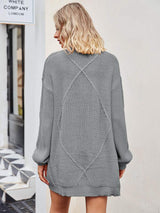Cable-Knit Long Sleeve Cardigan - Trendsi - Flyclothing LLC