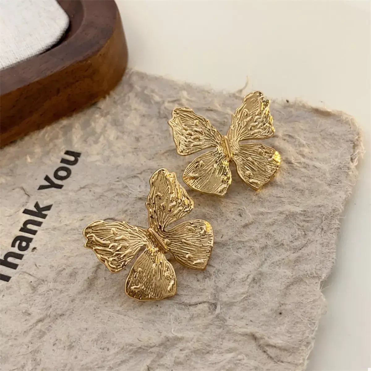18K Gold-Plated Textured Stud Earrings - Trendsi - Flyclothing LLC