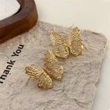 18K Gold-Plated Textured Stud Earrings - Trendsi - Flyclothing LLC